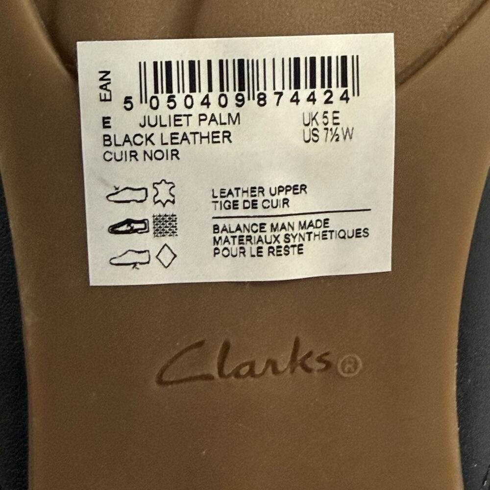 Clarks Juliet Palm Leather Slip On Women’s Size 7.5W Black Casual Loafers NEW - Picture 7 of 9